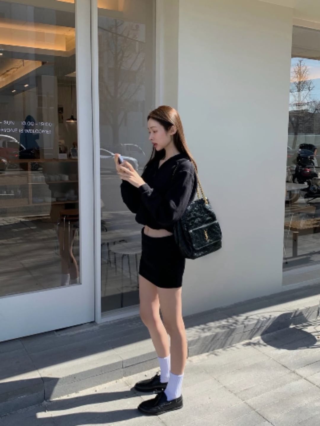 Cardigan & Mini Skirt — Korean Street Style