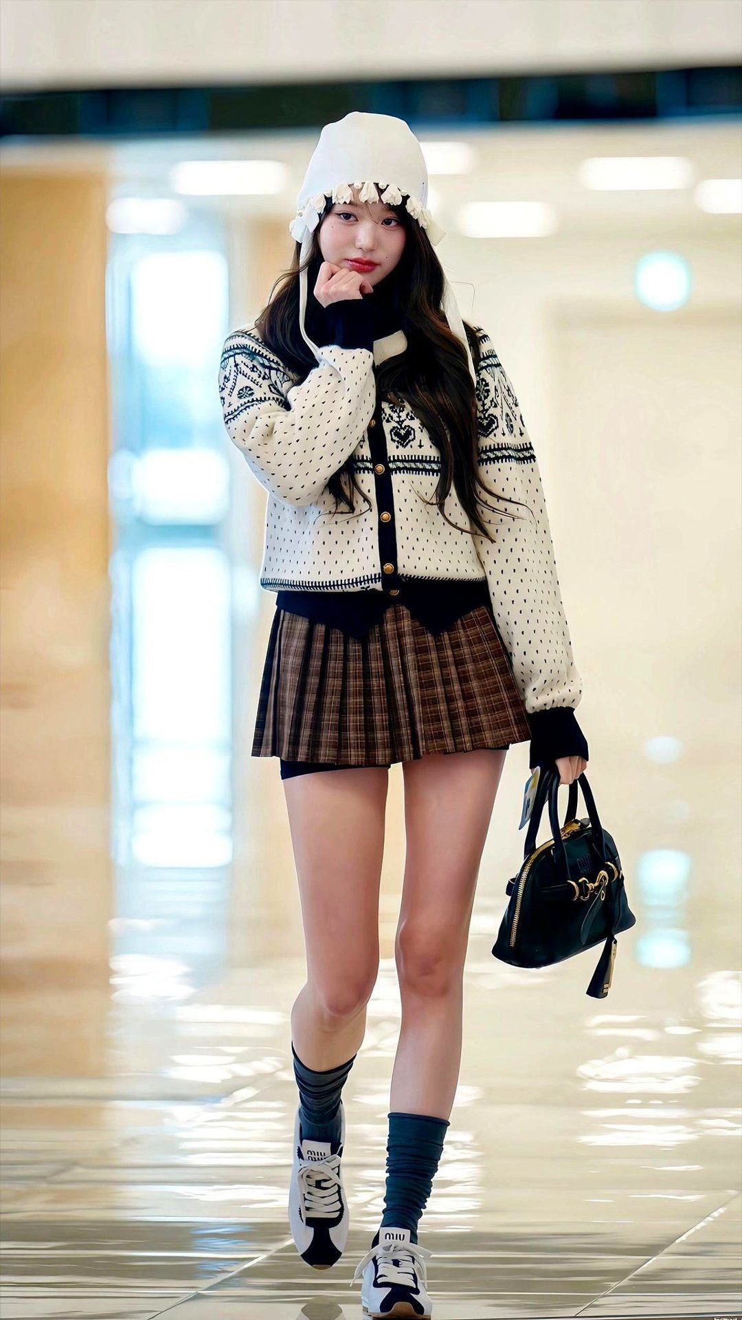 Cardigan & Pleated Skirt — Korean Street Style