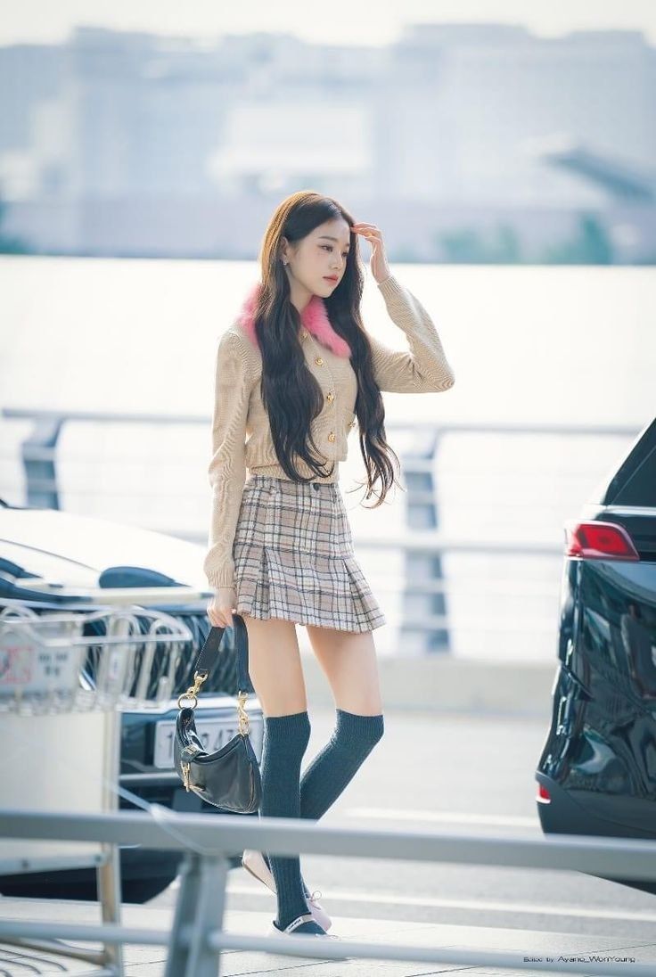 Cardigan & Pleated Skirt — Korean Street Style