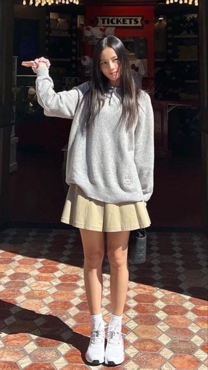 Jacket & Pleated Skirt — Korean Street Style