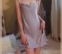 Candyiry - Plain Ruffle Trim Open Back Slip Dress
