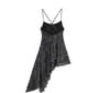 Petit Lace - Spaghetti Strap Polka Dot Ruched Slip Asymmetrical Dress